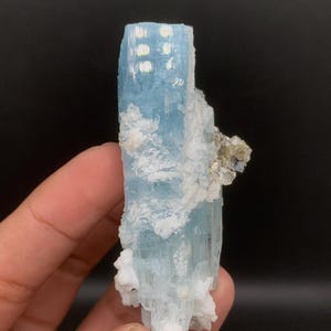 62 Gram Aquamarine Crystal, Aquamarine, Very Beautiful Terminated & Undamaged Natural Blue Aquamarine Crystal with Feldspar and tourmaline