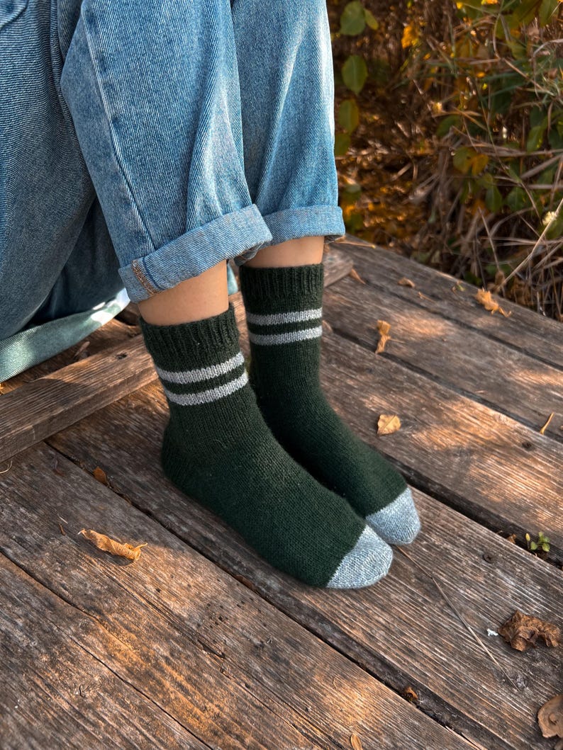 Wizard Socks Knitting Pattern Beginner Friendly Knit Tutorial Easy Christmas Socks Pattern Winter Wool Striped Socks Digital Download PDF