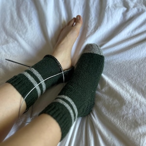 Wizard Socks Knitting Pattern Beginner Friendly Knit Tutorial Easy Christmas Socks Pattern Winter Wool Striped Socks Digital Download PDF image 2