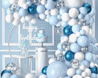 92pcs Blue Arch Balloon Kit| DIY Assembly Winter Wonderland Theme| Birthday Party Decorations| Party Backdrop| Baby Shower Balloon Set