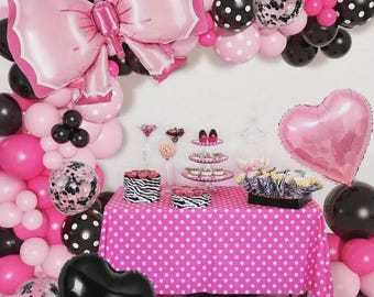 Black and Pink Balloons with Bows|DIY Balloon Kit|Bridal Shower|Balloon Decorations for Birthdays| Party Backdrops|Custom Balloon Kit