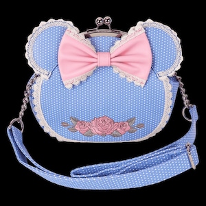 Minnie Mouse Floral and Lace Kisslock Crossbody Bag| Disney Loungefly Bag| Minnie Mouse Bag| Cute Purse| Loungefly Crossbodies