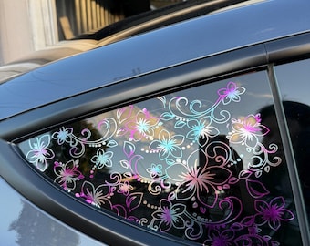 Flourish Flower Car Decal | Elegant Flower Vinyl Sticker | Car Window Decor | Aesthetic Vehicle Accessory | Boho Floral Design| Girly Girl