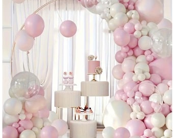 124pcs Pink and Pearl White Balloon Kit | Baby Shower Balloon Garland | Birthday Party Decorations | DIY Balloon Arch Kit| Bridal Shower