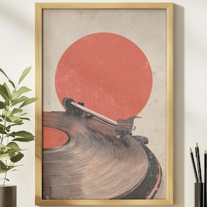 Japanese Wall Art, Retro Record Music Poster, Gift for Music Lovers, Vintage Vinyl Record Wall Art, Japanese Music Art, Audio Lover Gift