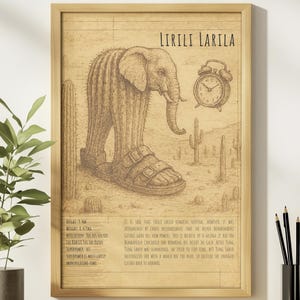 Lirili Larila Funny Meme Poster, Brainrot Memes, Meme Posters, Elephant Meme, Stupid Gift, Social Media Viral, Italian Brainrot
