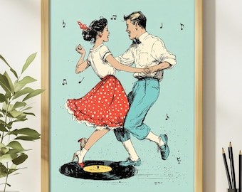 Retro Dance Poster, Schallplatte Kunst, Geschenk für Musikliebhaber