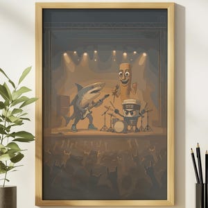 Tralalero Tralala Poster,Music Poster,Brainrot Memes,Tun Tun Sahur,Shark Meme,Stupid Gift,Tiktok Meme,Italian Brainrot,Cappuccino Assassino