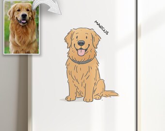 Framed Custom Pet Portrait from Photo - Turn Your Pet into Heartwarming Piece Of Art, Personalized pet gift, Dog Wall Art, Pet Art, Drawn