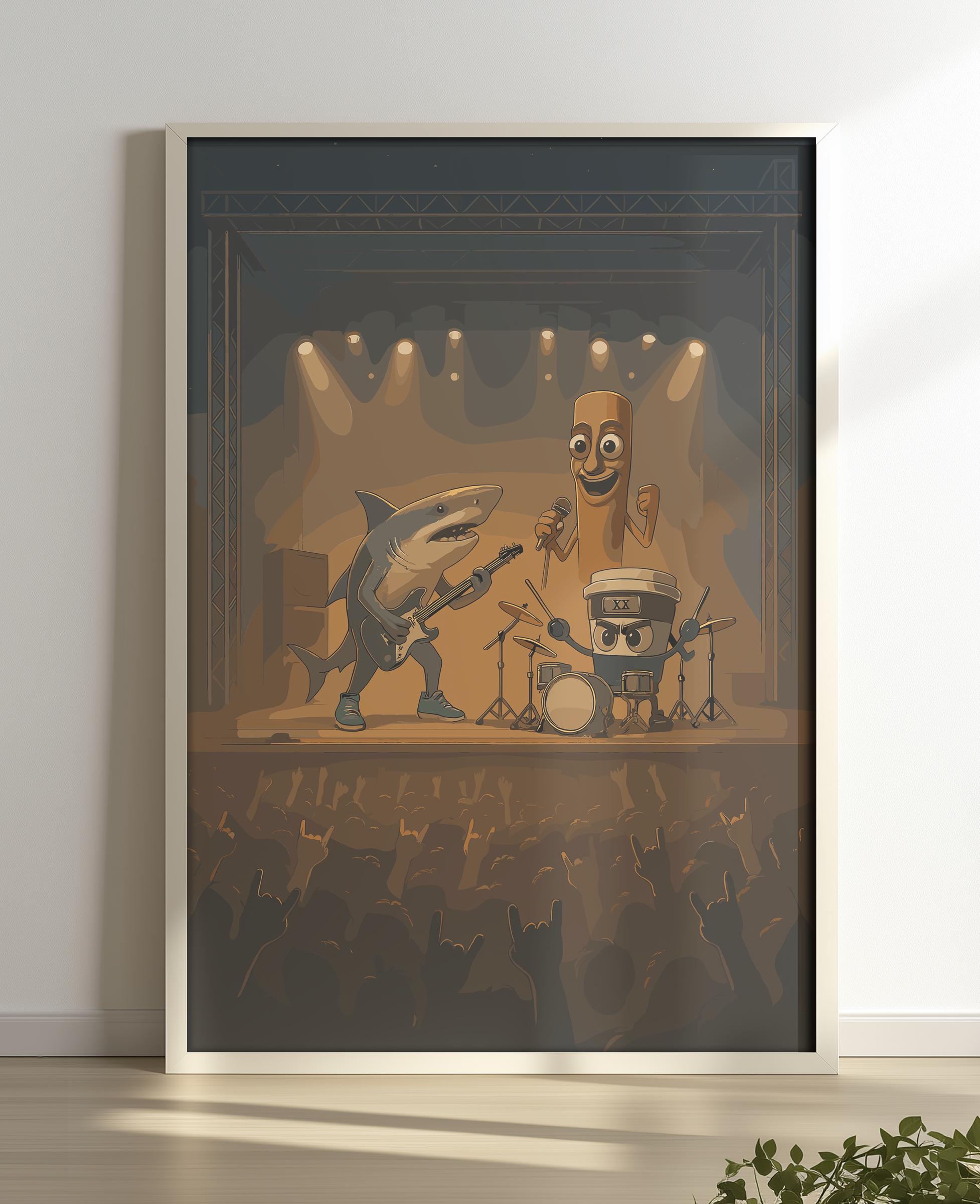 Framed Tralalero Tralala Poster,Music Poster,Brainrot Memes,Tun Tun Sahur,Shark Shoes Meme,Gift,Tiktok Meme,Italian Brainrot,Cappuccino