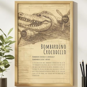 Bombardino Crocodillo Brain Rot Meme Poster, Brainrot Memes, Meme Posters, Crocodile Meme, Stupid Gift, Social Media Viral, Italian Brainrot
