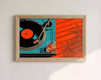 Retro Plattenspieler Poster, Japanische Musik Kunst, Vintage Vinyl Wandkunst