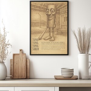 Framed Tung Tung Tung Sahur Meme Poster, Brainrot Memes, Meme Posters