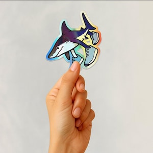 Tralalero Tralala Holographic Shark Sticker, Brainrot Memes, Internet Humor, Tiktok Meme, Stupid Gift, Italian Brainrot, Brainrot Shark Meme