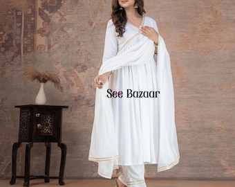 Black Golden Lace Designer Anarkali Premium Rayon Kurta Pant With Cotton Dupatta Set | Party Wear |Plus Sizes & Customization is Free.