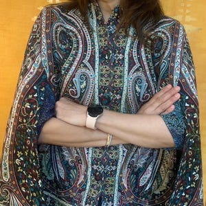 Kani Pashmina Kashmiri cape coat Pakistani Dress Bohemian Vintage Jacket for Indian Wedding woven cut sleeves one size coat