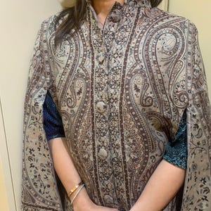 Kani Pashmina Kashmiri Jacket short for Pakistani Dress Bohemian Vintage Jacket for Indian Wedding woven coat cut sleeves one size coat