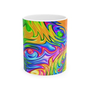 Colorful Swirl Ceramic Mug, Psychedelic Coffee Cup for Art Lovers, Vibrant Kitchen Decor, Unique Gift for Friends, 11oz 15oz
