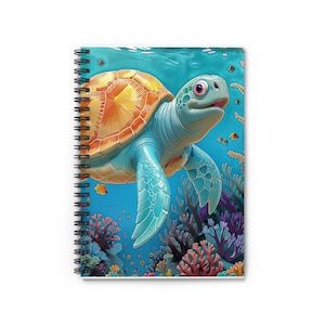 Ocean Turtle Spiral Notebook - Ruled Lined Journal for Sea Lovers, Marine Life Gift, Cute Stationery, Beach Decor, Eco-Friendly