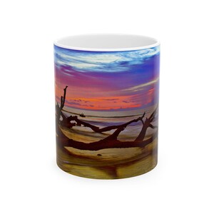 Ceramiczny kubek Nature Sunset, marzycielski kubek do kawy, malownicze naczynia do picia, plażowe klimaty, idealny prezent dla miłośników natury