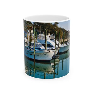 Scenic Marina Ceramic Mug - Perfect Gift for Nautical Lovers, Sailor Gifts, Coastal Decor, Coffee Mug, Watercolor Art