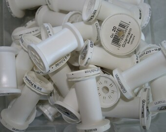 Empty plastic thread spools white grey gray gold craft supplies