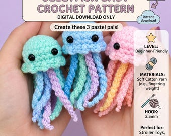 Jellyfish Baby Crochet Pattern, Amigurumi Jellyfish Tutorial, Plush Toy Pattern, DIY Baby Shower Gift, Nursery Decor, Easy Crochet Animal