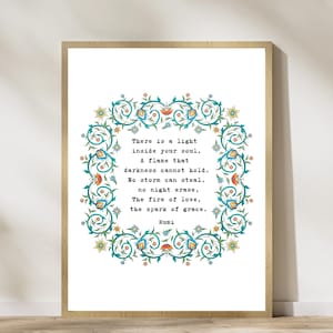 Rumi Quote Wall Art, Persian Poetry Digital Print, Vintage Calligraphy Poster, Poetry Gift, Love and Wisdom Rumi Poem, Oriental Home Decor