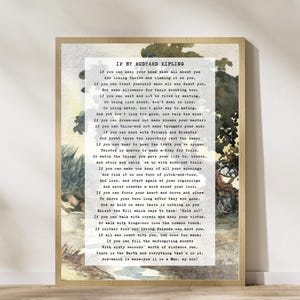 If Kipling Poem Wall Art - Vintage Famous Quote Wall Art - Countryside Typewriter Art - Digital Download Book Quote - Trendy quote Wall Art