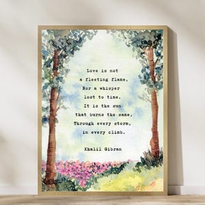 Khalil Gibran Love Poem Wall Art - Vintage Typewriter Pastel Watercolor - Famous Quote Wall Art - Digital Download