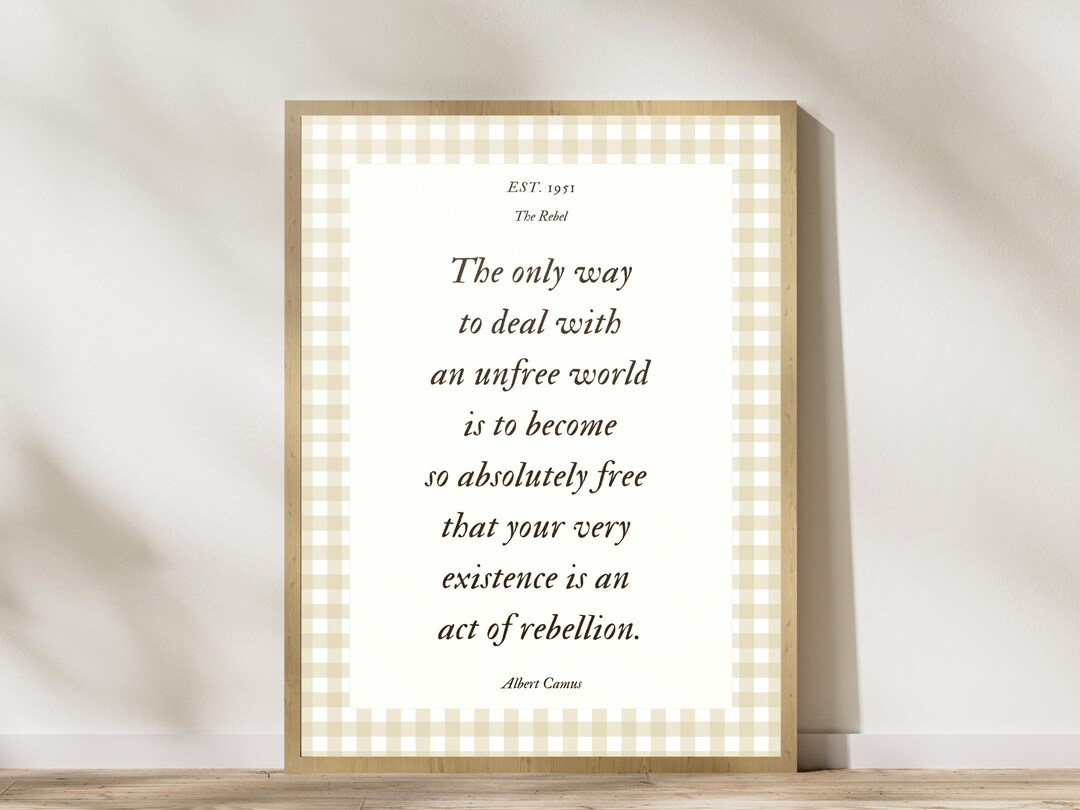 Albert Camus Quote Wall Art Digital Download - Vintage Beige Checkered ...