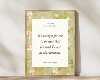Gabriel Garcia Marquez Author Quote Art Print, Pink Flower and French Countryside Decor,Digital Download Art Tapestry Print, Literary Poster