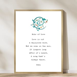 Rumi Love Quote Wall Art, Persian Poetry Digital Print, Vintage Calligraphy Poster, Poetry Gift, Love and Wisdom Rumi Poem,Wall Art Oriental