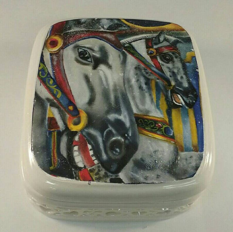 Painted Horse Box/ Horse Jewelry Box/ Carousel Horse Box/ Etsy