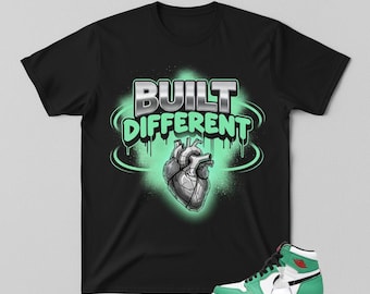 Lucky Green Sneaker Match T-Shirt: Built Different Cyber Heart Graphic