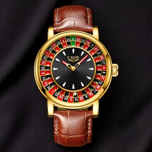 Roulette Wheel Men’s Watch – Creative Luxury Luminous Quartz Wristwatch, Waterproof Casino-Inspired Design