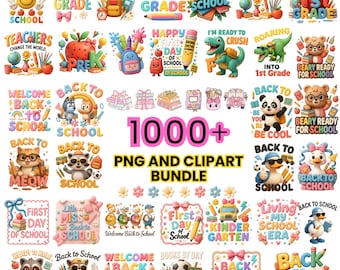 Lot de 1 000 fichiers PNG pour la rentrée, professeur Png, clipart école, étudiant Png, graphiques pour la maternelle, décoration de la salle de classe, téléchargement immédiat