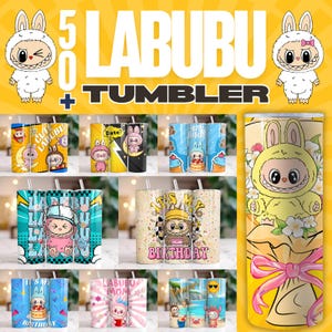 Labubu Tumbler Wrap PNG Bundle, Trendy Pink Cartoon Tumbler, 20oz Skinny Tumbler Sublimation Designs, Trending Labubu Tumbler, Cute Doll Png