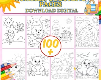 Lot de pages à colorier d'été pour enfants | Activités estivales amusantes pour les tout-petits, le préscolaire et la maternelle | Coloriage plage