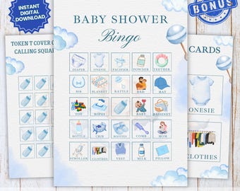 Jeu de bingo pour baby shower PDF imprimable | Cartes de jeu de fête modifiables | Activité amusante de baby shower | Lot de jeux à téléchargement immédiat