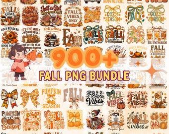 Fall Png Bundle 900+ Autumn Clipart Pumpkin Png Cozy Season Sublimation Thanksgiving Digital Download