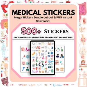 500+ Medical Stickers Goodnotes, Pre-cropped GoodNotes, Study Planner Stickers, GoodNotes Bundle, Medical Icons, GoodNotes Stickers, HD PNG
