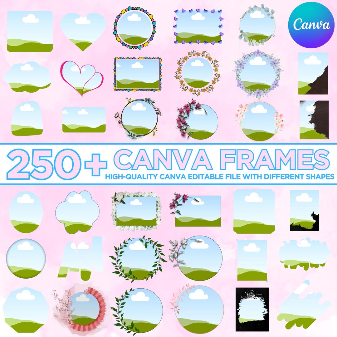 250+ Canva Frames Bundle, Editable Photo Frames, Aesthetic Shapes, Drag ...