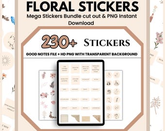 Ponad 230 naklejek z motywem kwiatowym w stylu Boho: pakiet Goodnotes Planner (do pobrania cyfrowego)