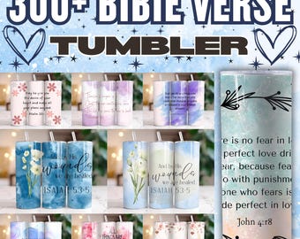 300+ Christian Tumbler Wrap Bundle, 20oz Skinny Tumbler PNGs with Bible Verses, Faith-Based Sublimation Design, Faith-Filled Christian Quote