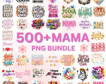 Bundle Mama PNG, coquettes motifs floraux rétro léopard (téléchargement numérique)
