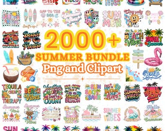 Plus de 2000 dessins de clipart PNG Bundle été, Summer Vibes PNG, plage svg sublimation, conception de chemise d'été, vacances PNG en téléchargement numérique