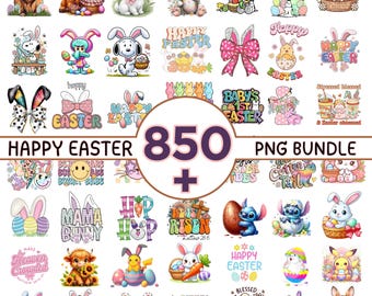 Mega Easter PNG Bundle | Bunny PNG, Easter Egg PNG, Happy Easter Sublimation | Spring Clipart Bundle | Easter Shirt Design  Instant Download