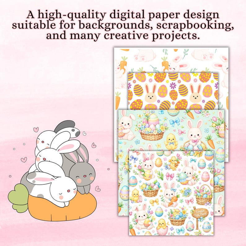 250+ Easter Digital Paper Bundle | Seamless Bunny & Egg Patterns ...