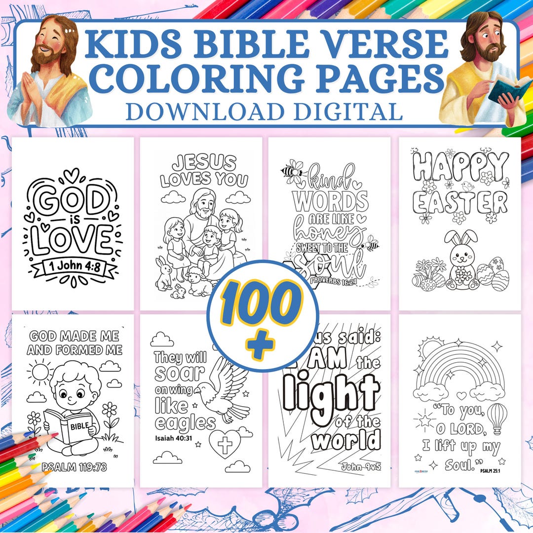100 Kids Bible Verse Coloring Pages Printable | Christian Coloring Book ...
